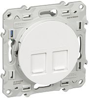 Розетка компьютерная без рамки Schneider Electric Odace 2-м. RJ45+RJ45 5е белый картинка